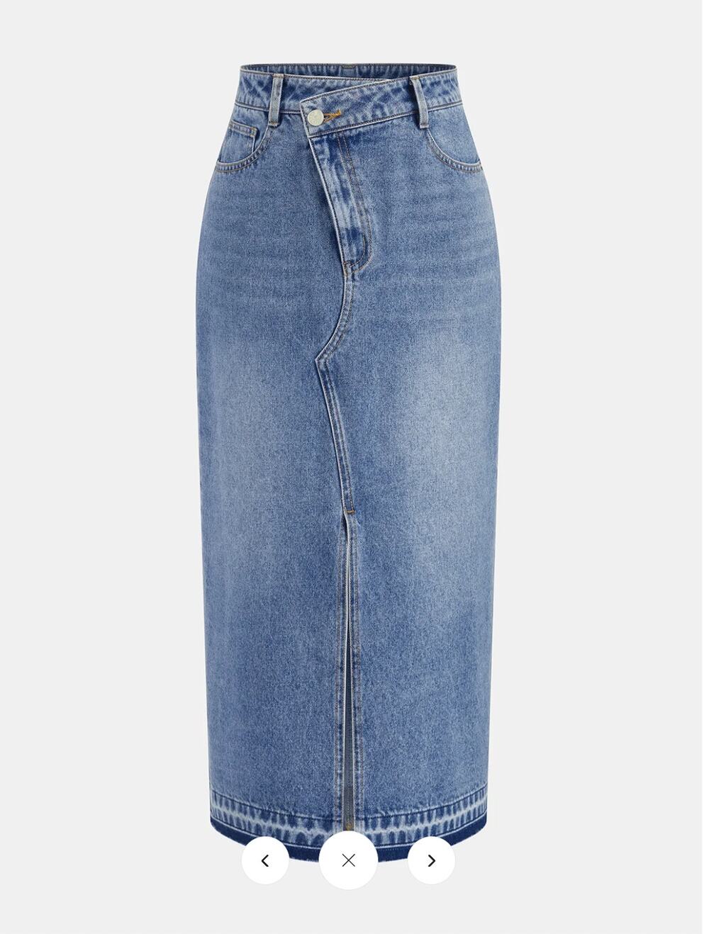NWT commense Denim Asymmetric Slit Midi Skirt Sz L